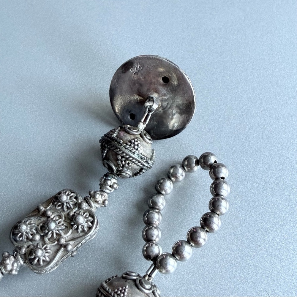 Vintage Ornate Filigree Beaded Sterling Silver Bali Bracelet - Picture 4 of 7